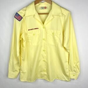 Vintage Boy Scouts Yellow Button Front Blouse MD